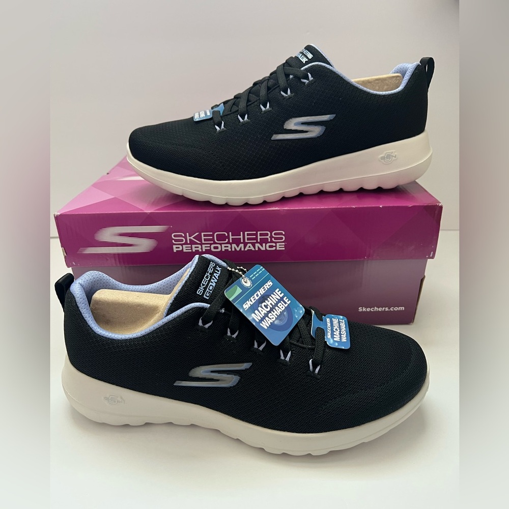 Skechers GOwalk Joy Vegan Washable Bungee Sneakers Flower Bloom Black Size 9